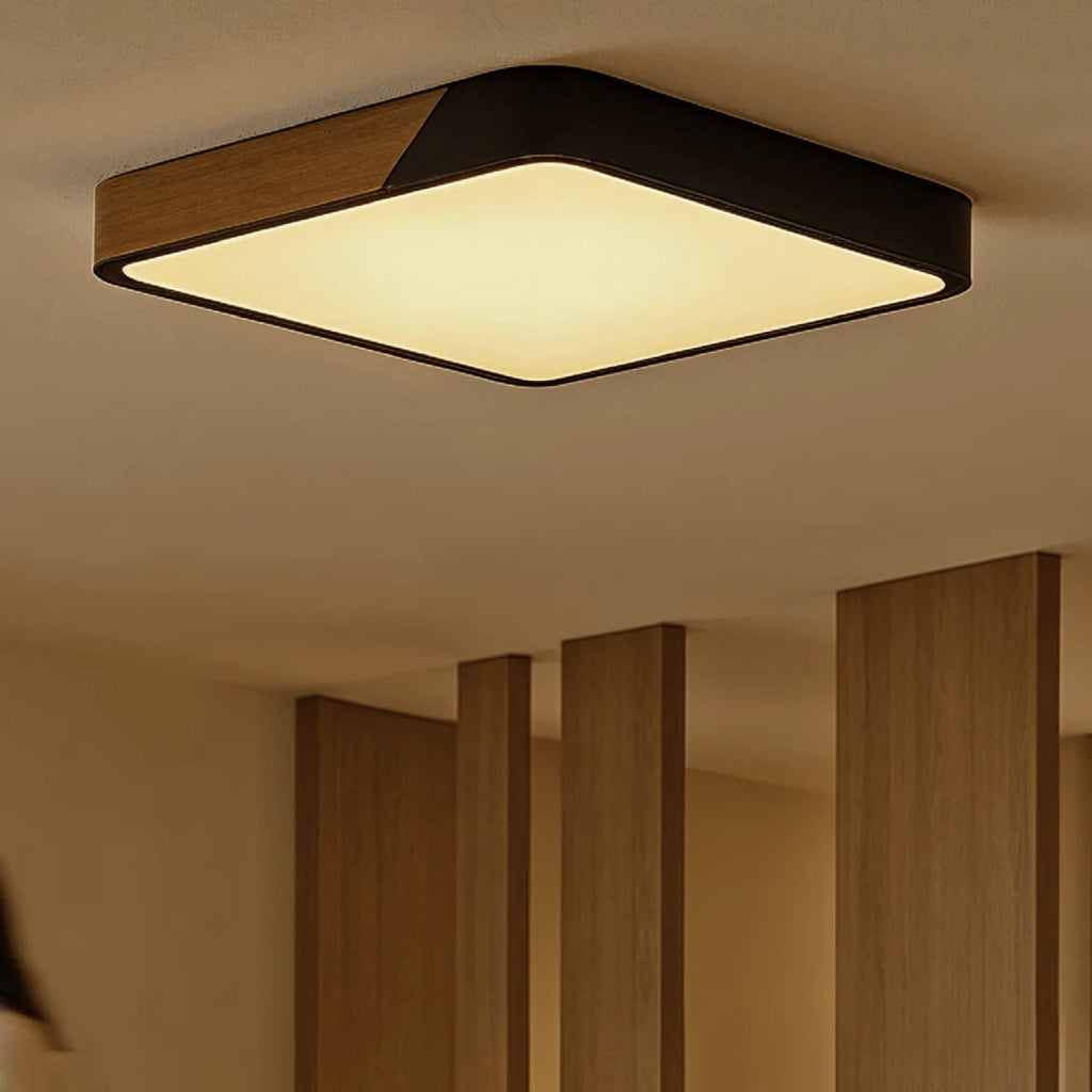 Modern Wood Flush Mount Ceiling Light With Stepless Dimming — Halden Lighting