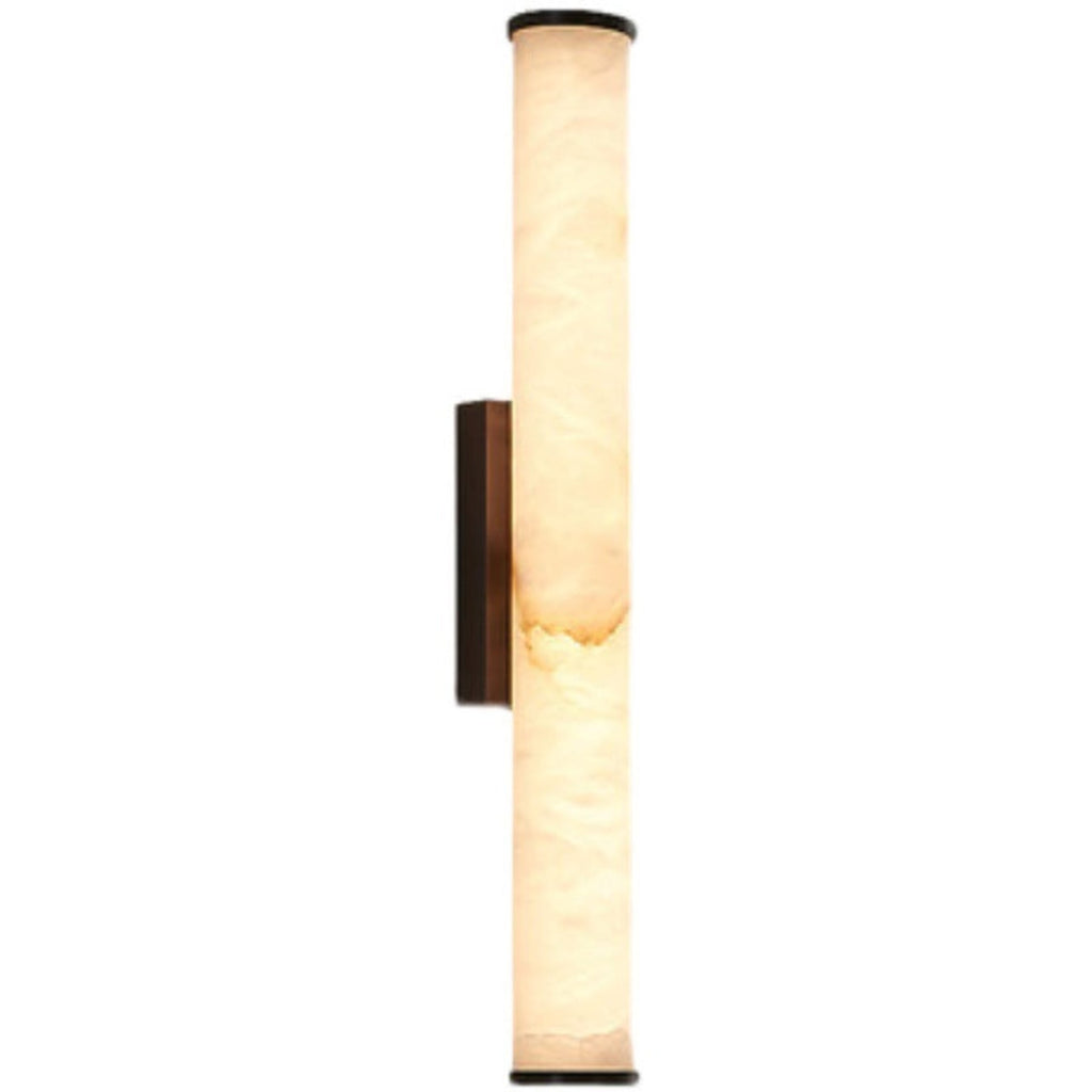 Modern Marble and Copper Wall Light With Warm LED Glow in Black — Halden Lighting