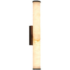 Modern Marble and Copper Wall Light With Warm LED Glow in Black — Halden Lighting