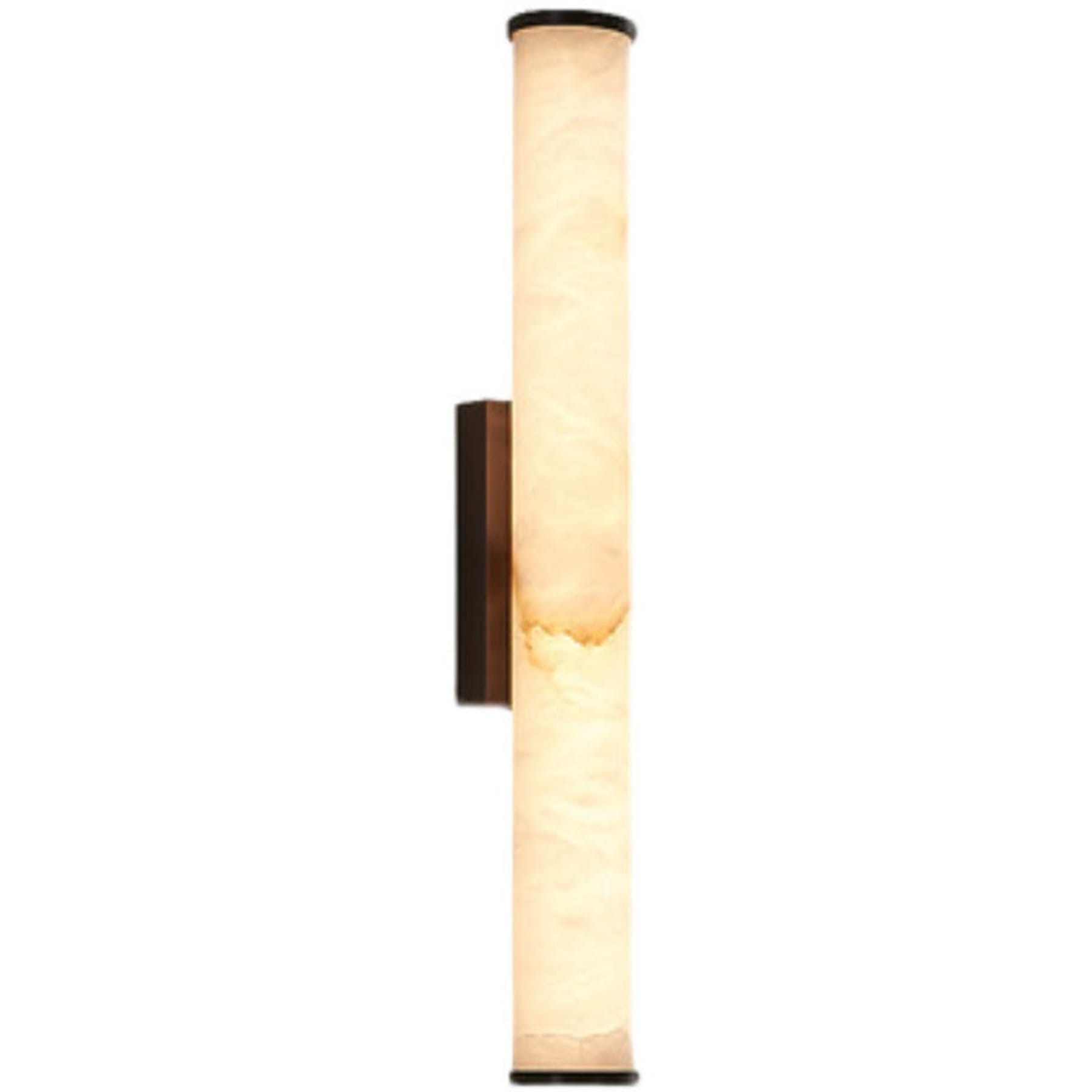 Modern Marble and Copper Wall Light With Warm LED Glow in Black — Halden Lighting