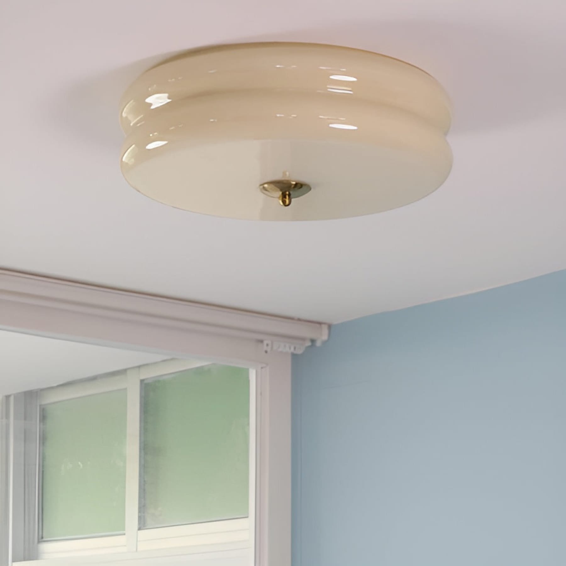 Retro Glass Flush Mount Ceiling Light For Living Room — Halden Lighting