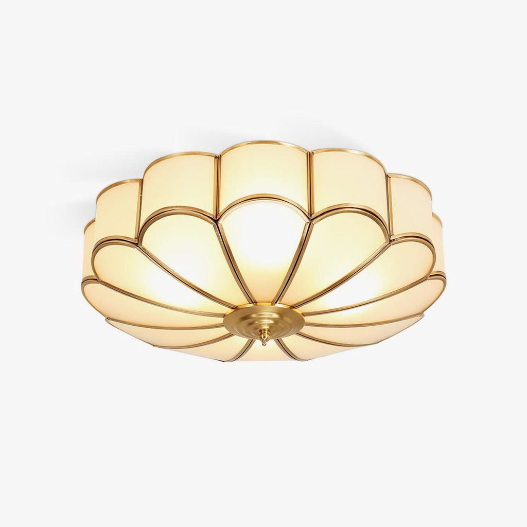 Traditional Brass Flush Mount Ceiling Light With Cool Daylight Glow — Halden Lighting
