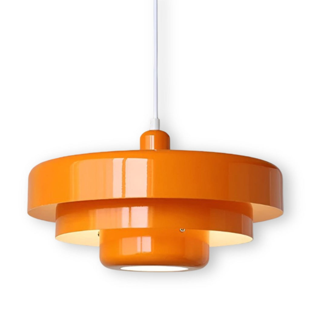 Retro Glass Pendant Light With Warm LED Glow in Orange — Halden Lighting