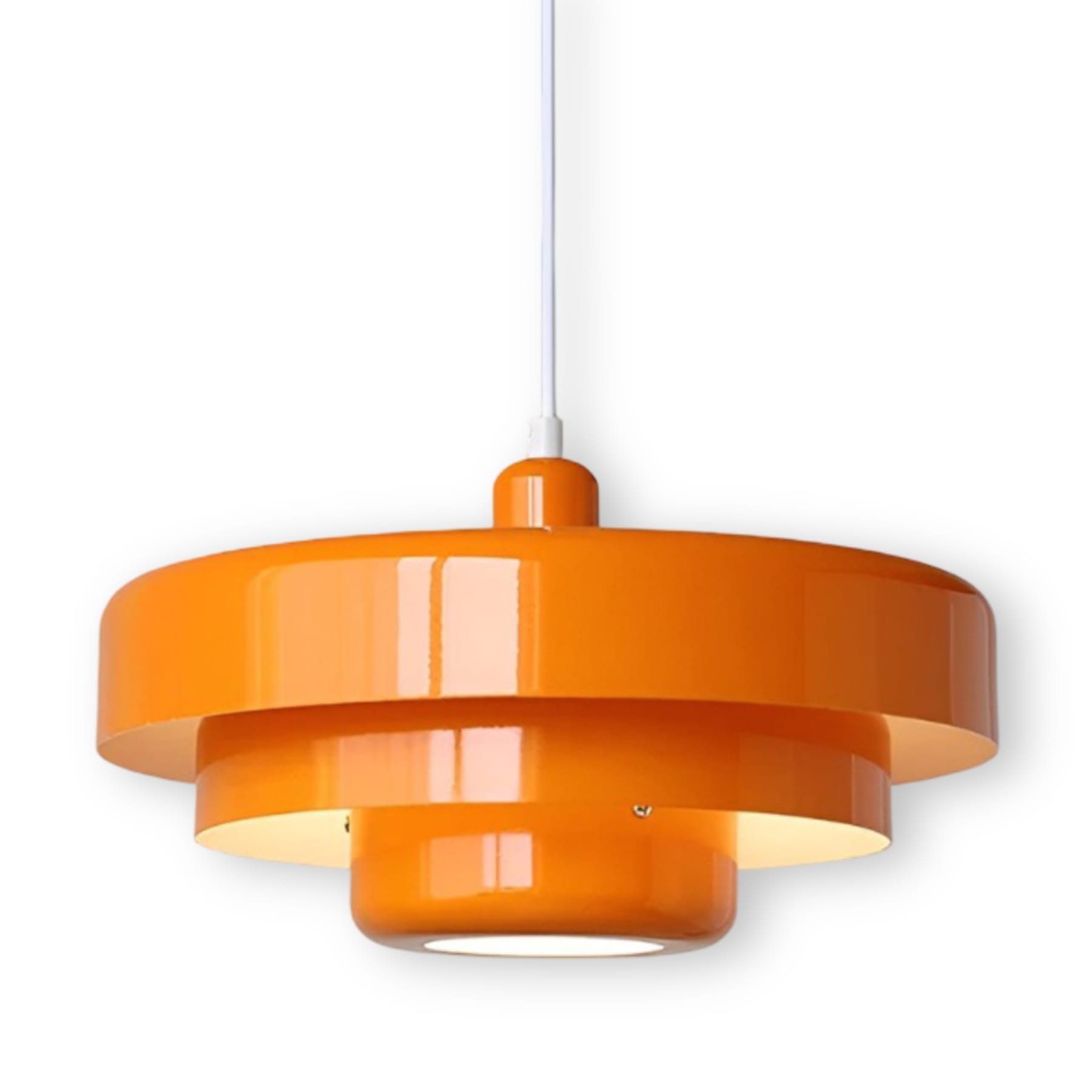 Retro Glass Pendant Light With Warm LED Glow in Orange — Halden Lighting
