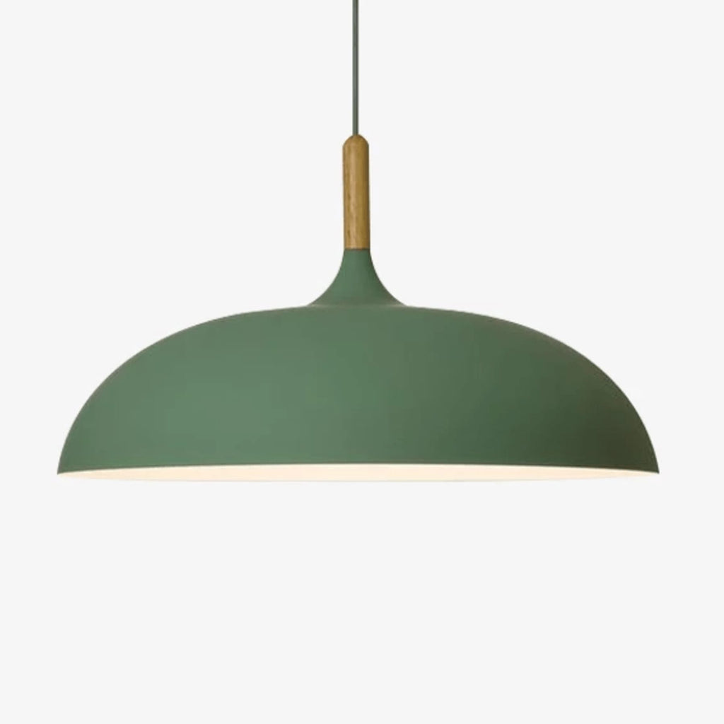 Modern Wrought Iron Pendant Light With Daylight Glow in Green — Halden Lighting