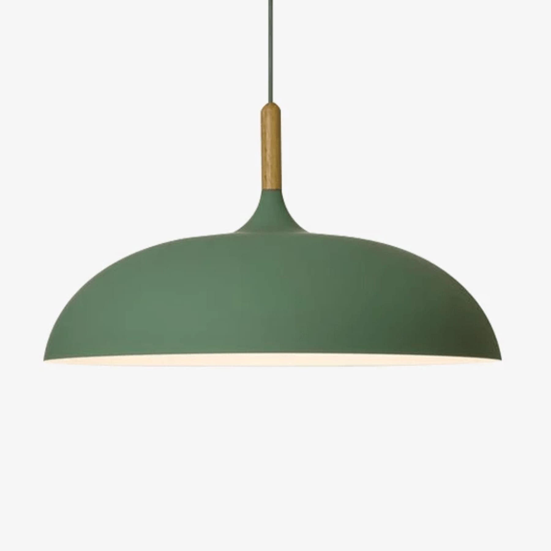 Modern Wrought Iron Pendant Light With Daylight Glow in Green — Halden Lighting