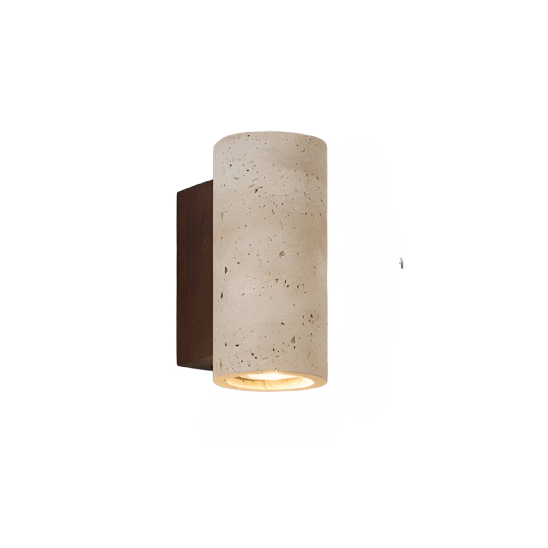 Modern Travertine And Wood Wall Light With Warm LED Glow — Halden Lighting