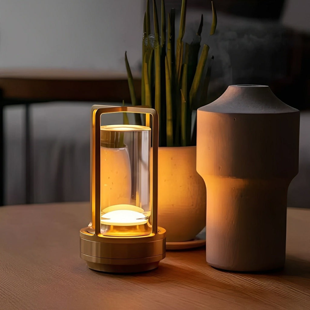 Modern Metal Rechargeable Table Lamp With Tri-Colour Dimming — Halden Lighting