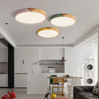 Modern Wood Flush Mount Ceiling Light With Remote Dimming — Halden Lighting
