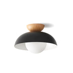 Modern Wood Semi-Flush Ceiling Light for Living Room in Black — Halden Lighting