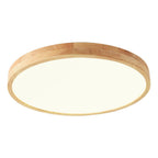 Scandinavian Wood Flush Mount Ceiling Light With Integrated LED in White Light — Halden Lighting