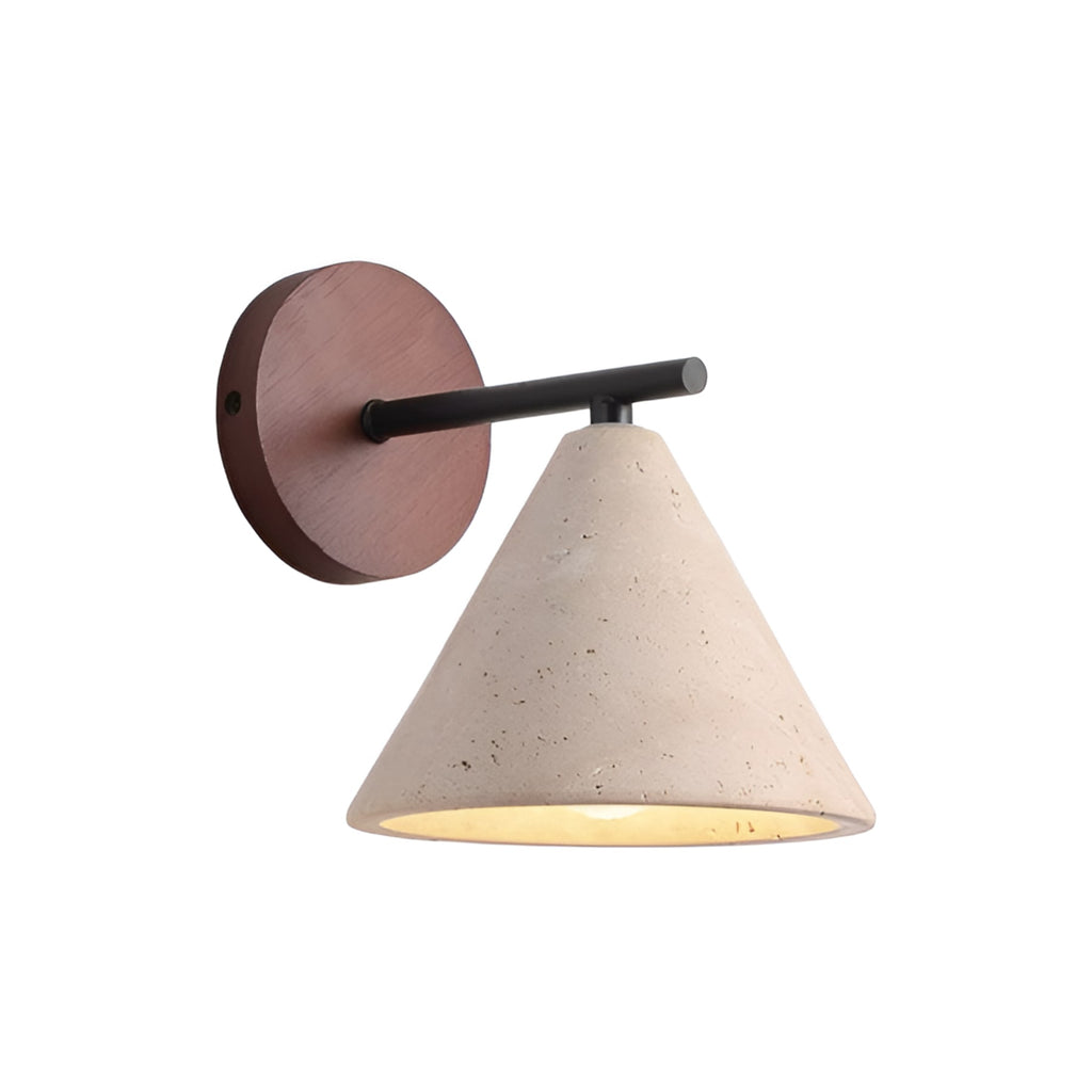 Travertine And Walnut Wall Light For Living Room — Halden Lighting