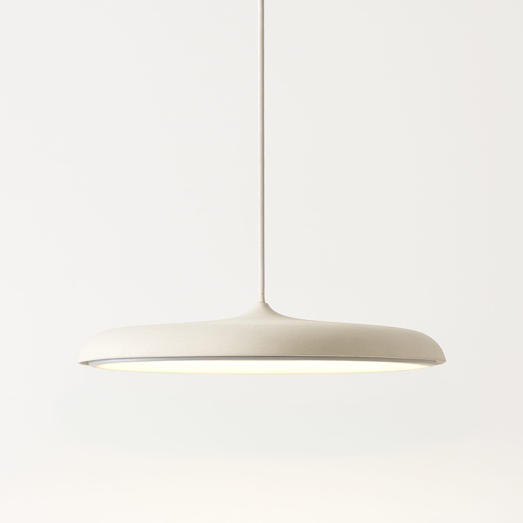 Minimalist Metal and Acrylic Pendant Light With Warm LED Glow in White — Halden Lighting