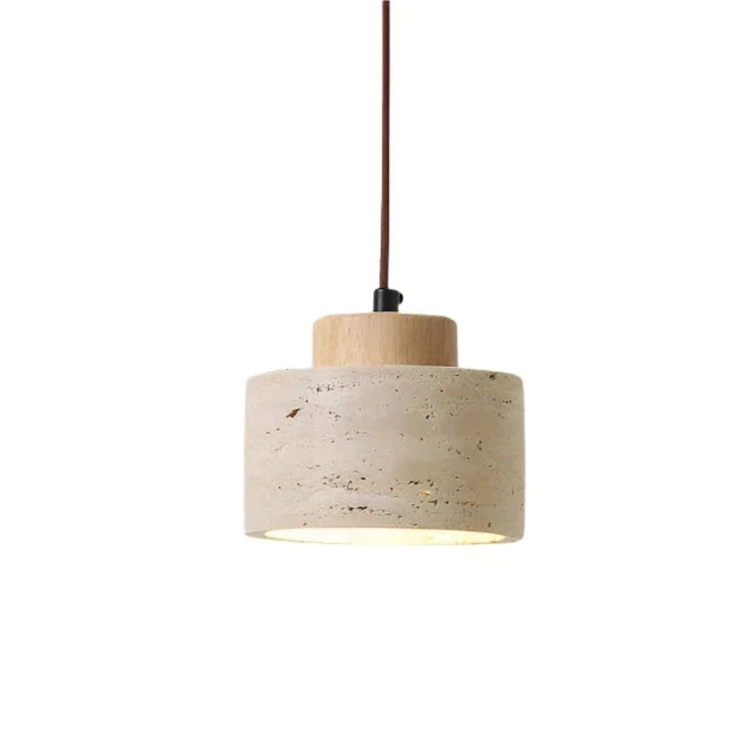 Modern Concrete Pendant Light With Tri-Colour LED Glow in Wood — Halden Lighting