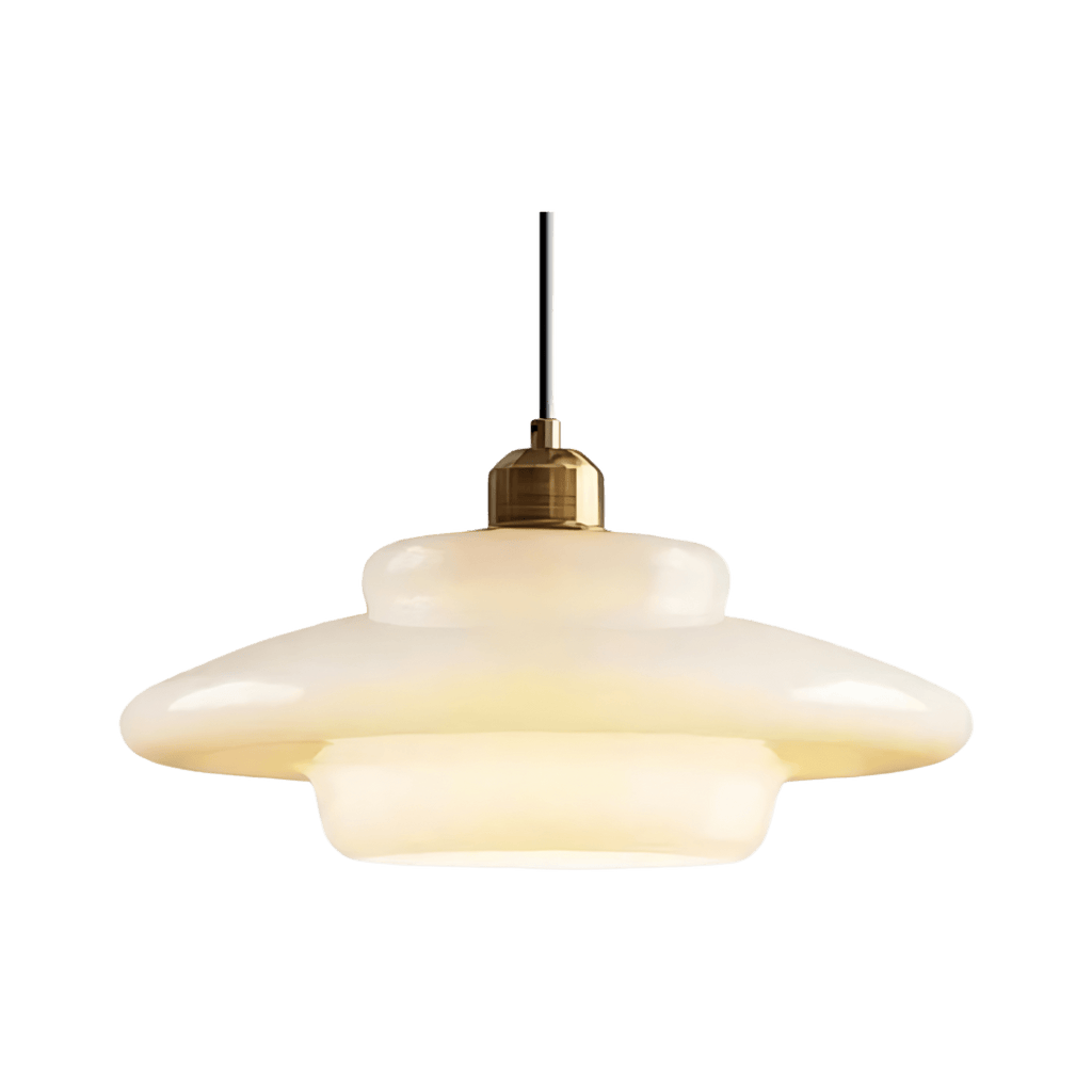 Modern Glass Pendant Light With Warm LED Glow for Dining Room in Two Tiered shape — Ø32 cm (Ø12.6") — Halden Lighting