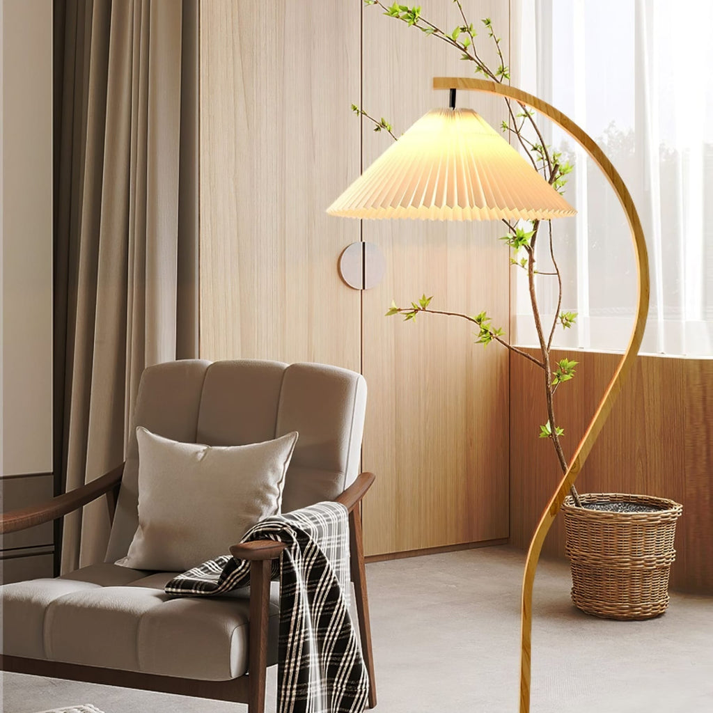 Scandinavian Wood Floor Lamp With Warm LED Glow for Living Room — Halden Lighting