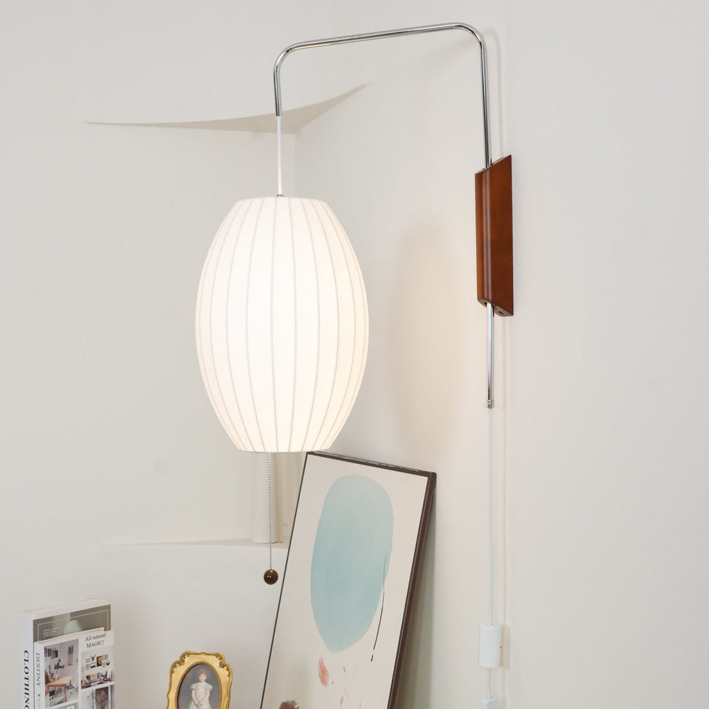 Retro Silk and Walnut Wall Light With Warm LED Glow — Halden Lighting