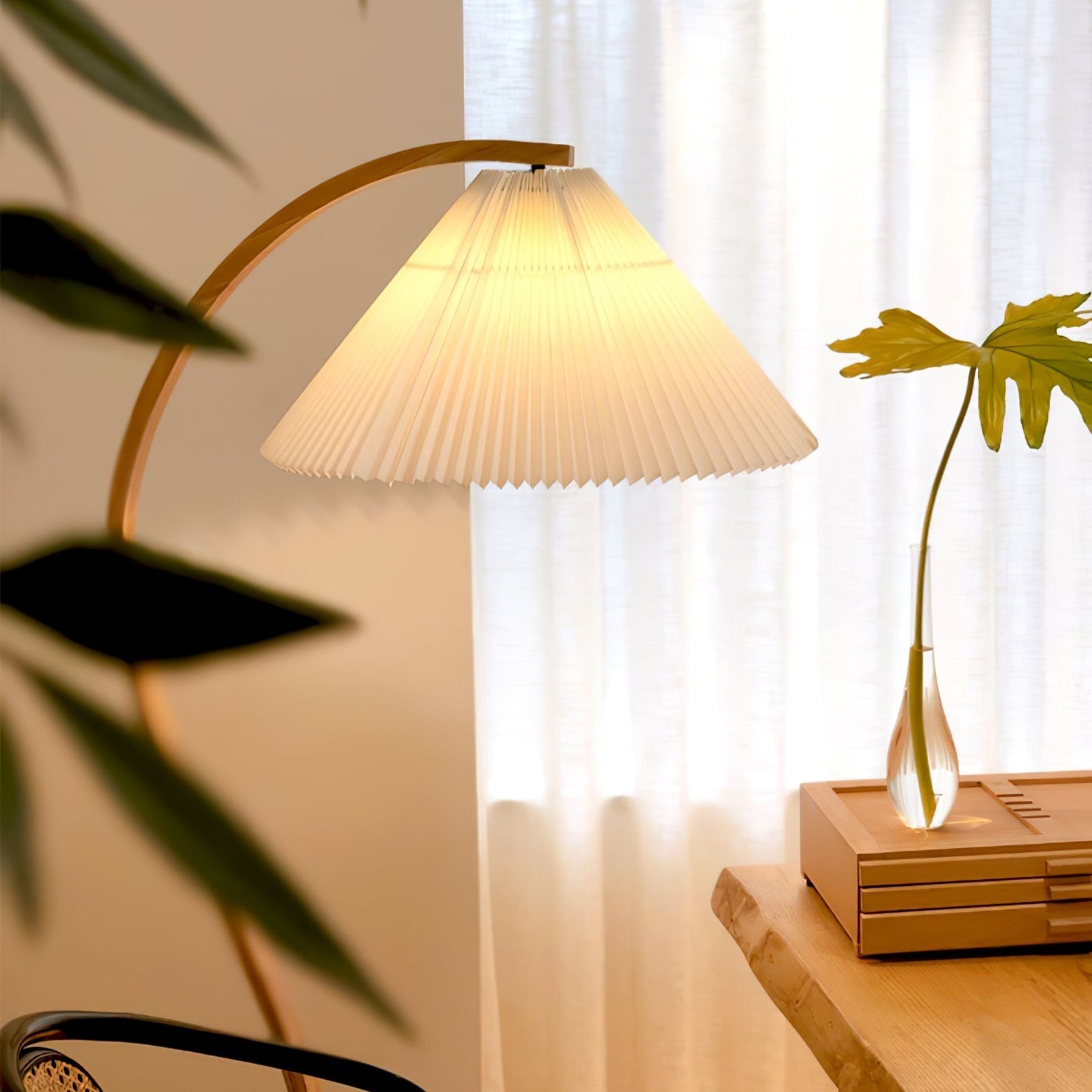 Scandinavian Wood Floor Lamp With Warm LED Glow for Living Room — Halden Lighting