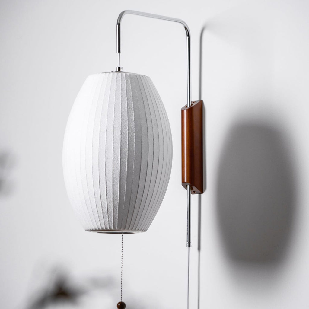 Retro Silk and Walnut Wall Light With Warm LED Glow — Halden Lighting
