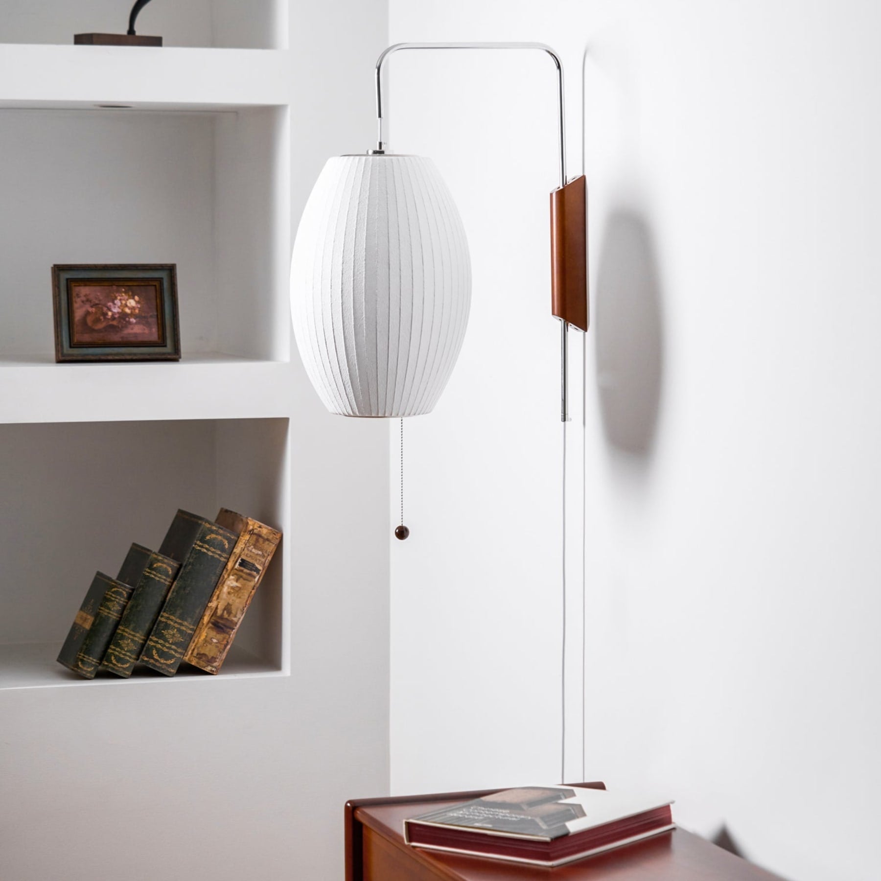 Retro Silk and Walnut Wall Light With Warm LED Glow — Halden Lighting