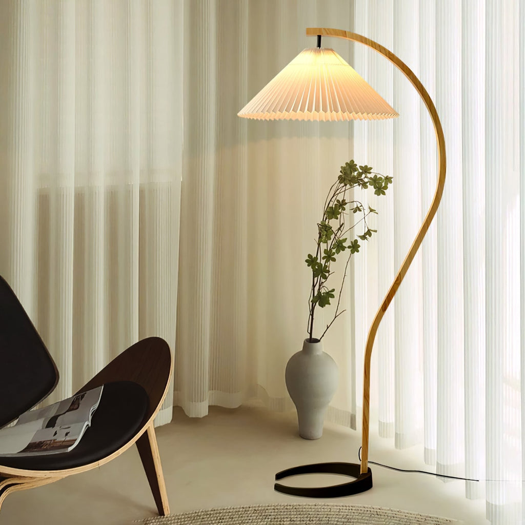 Scandinavian Wood Floor Lamp With Warm LED Glow for Living Room — Halden Lighting