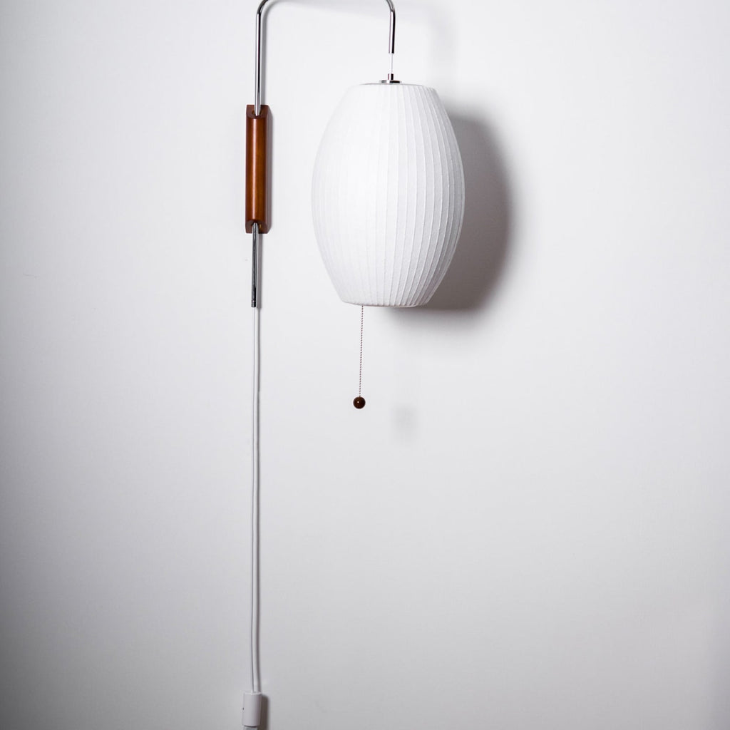 Retro Silk and Walnut Wall Light With Warm LED Glow — Halden Lighting