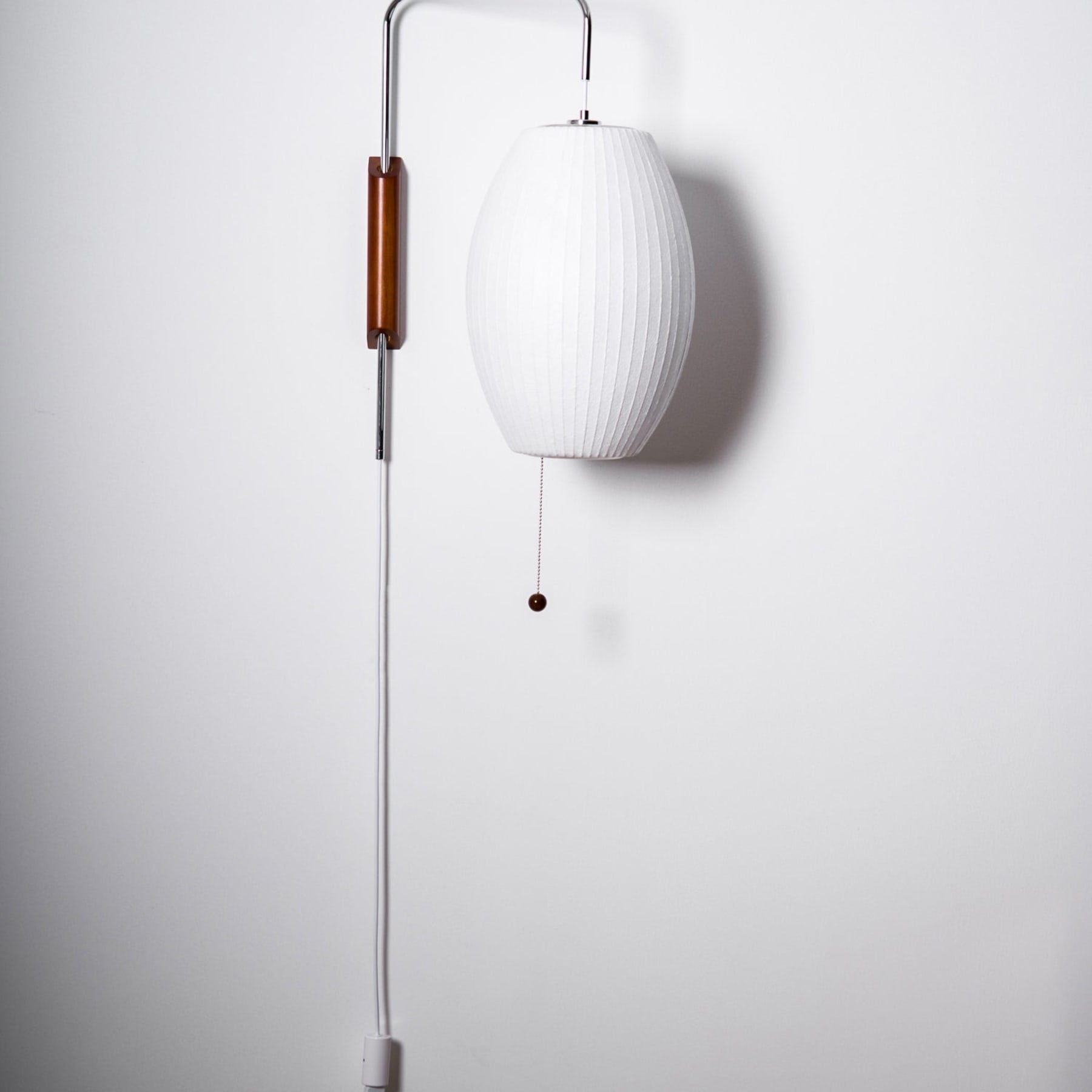 Retro Silk and Walnut Wall Light With Warm LED Glow — Halden Lighting
