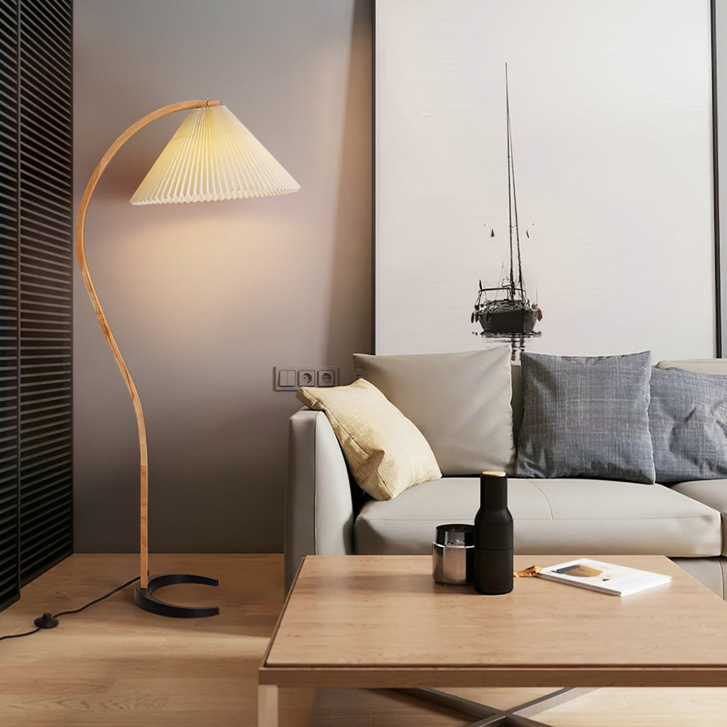 Scandinavian Wood Floor Lamp With Warm LED Glow for Living Room — Halden Lighting