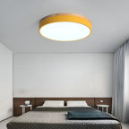 Modern Wood Flush Mount Ceiling Light With Remote Dimming — Halden Lighting