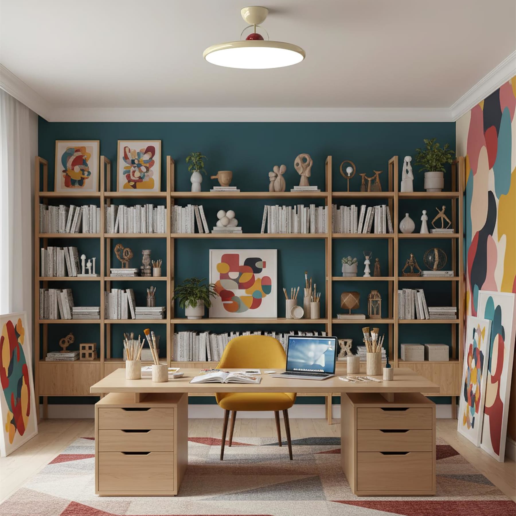 Modern Metal Semi-Flush Ceiling Light With Tri-Colour Dimming — Halden Lighting
