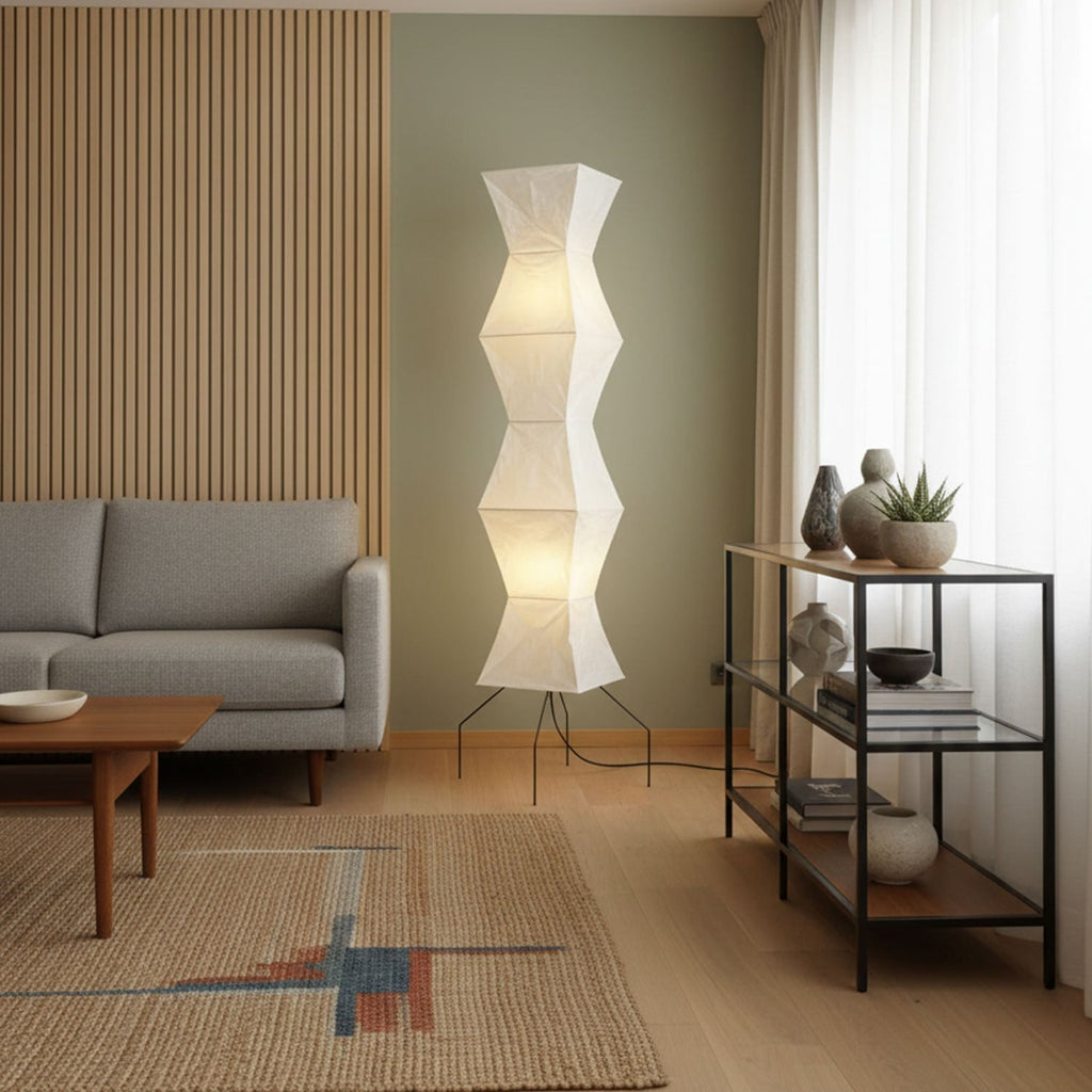 Modern Rice Paper Floor Lamp for Living Room and Bedroom — Halden Lighting