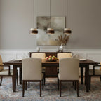 Modern Travertine And Wood Pendant Light For Dining Room — Halden Lighting