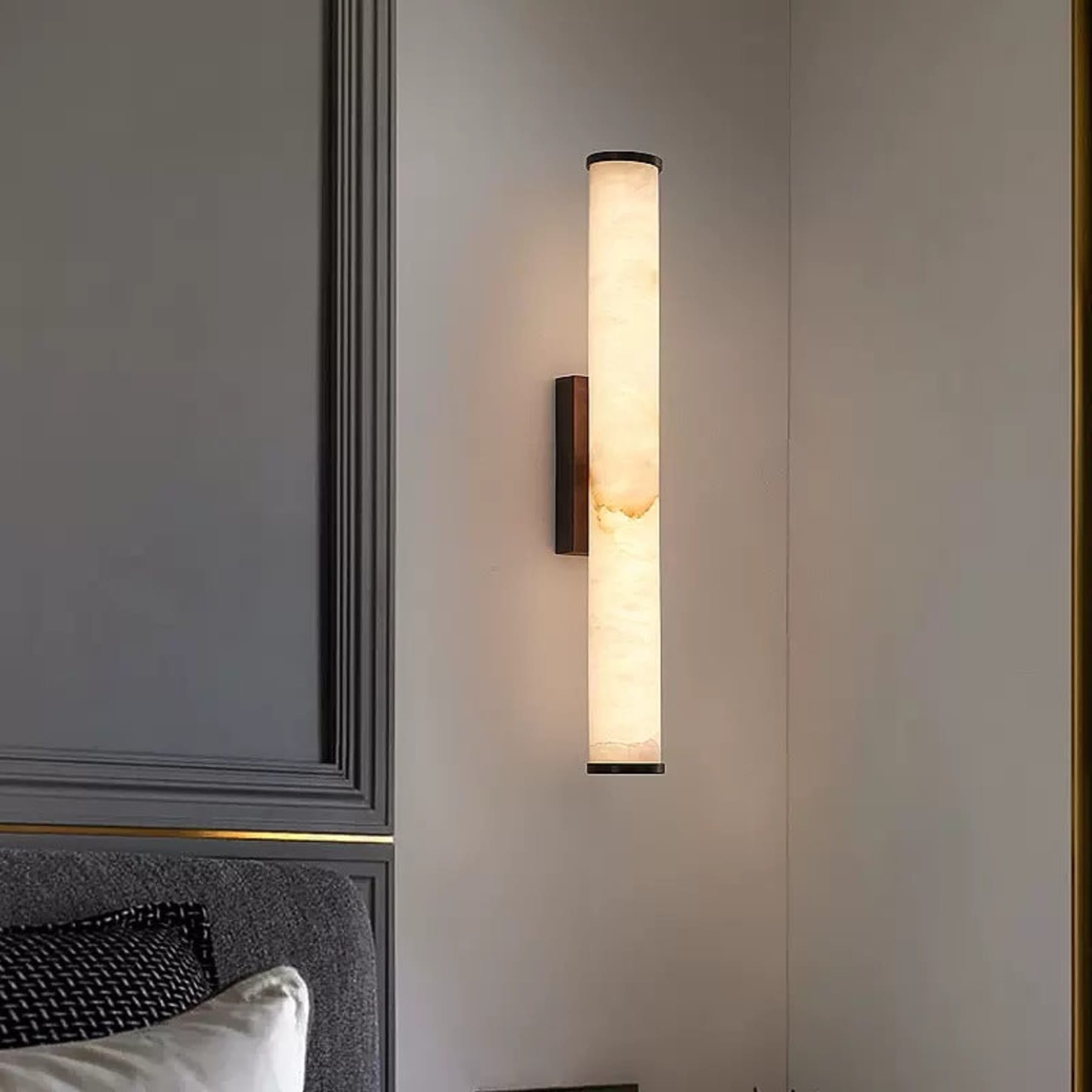 Modern Marble and Copper Wall Light With Warm LED Glow — Halden Lighting