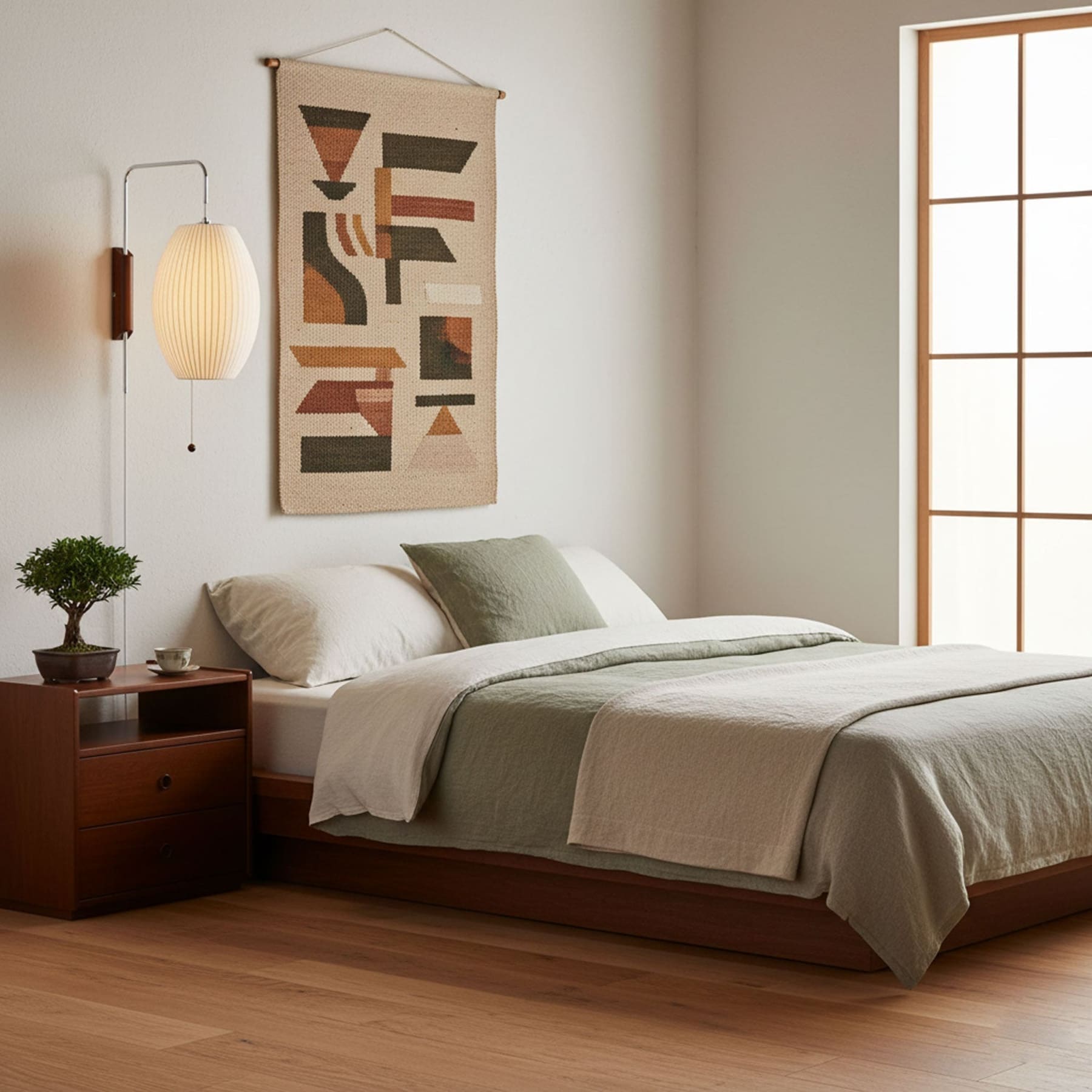 Retro Silk and Walnut Wall Light With Warm LED Glow — Halden Lighting