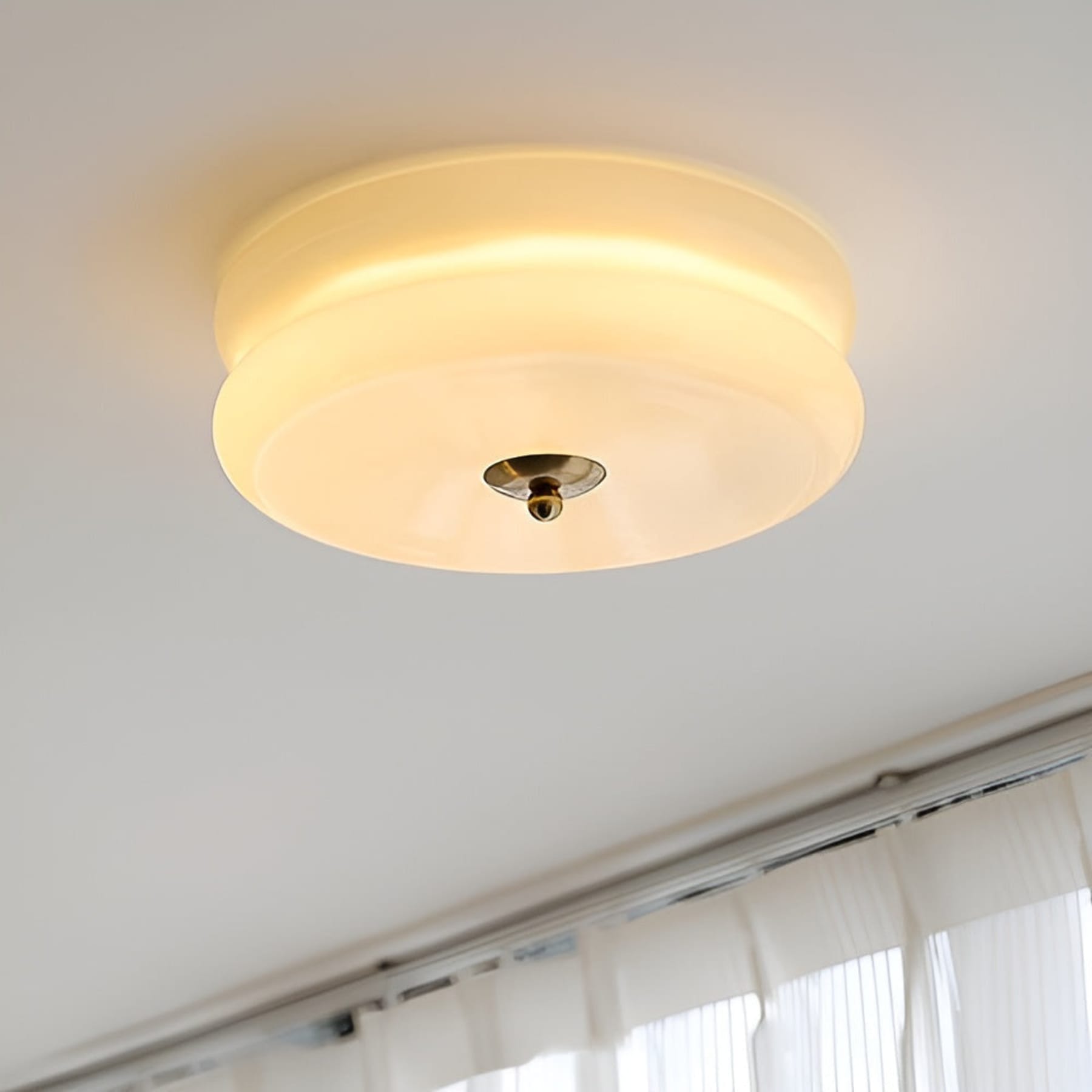 Retro Glass Flush Mount Ceiling Light For Living Room — Halden Lighting