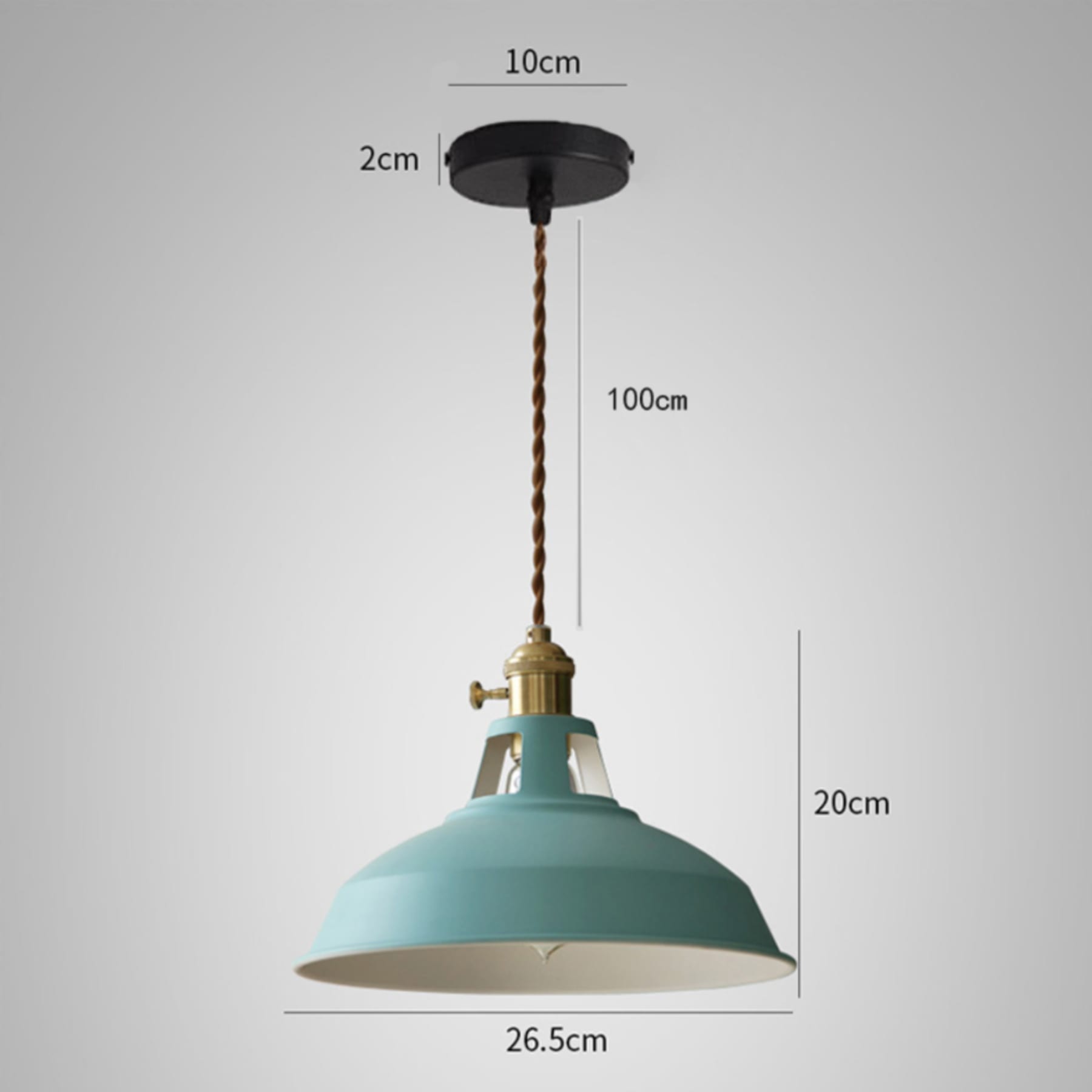 Vintage Metal Pendant Light With Warm LED Glow in Green — Halden Lighting