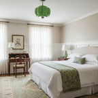 Retro Wrought Iron Glass Semi-Flush Ceiling Light With Tri-Colour Glow — Halden Lighting