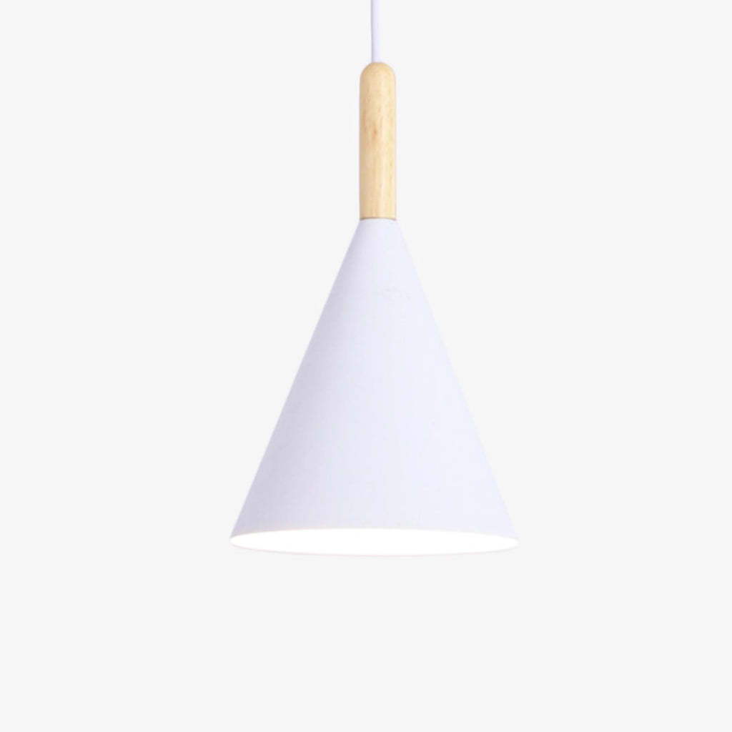 Scandinavian Wood Pendant Light With Warm Tri-Colour Glow in White — Halden Lighting
