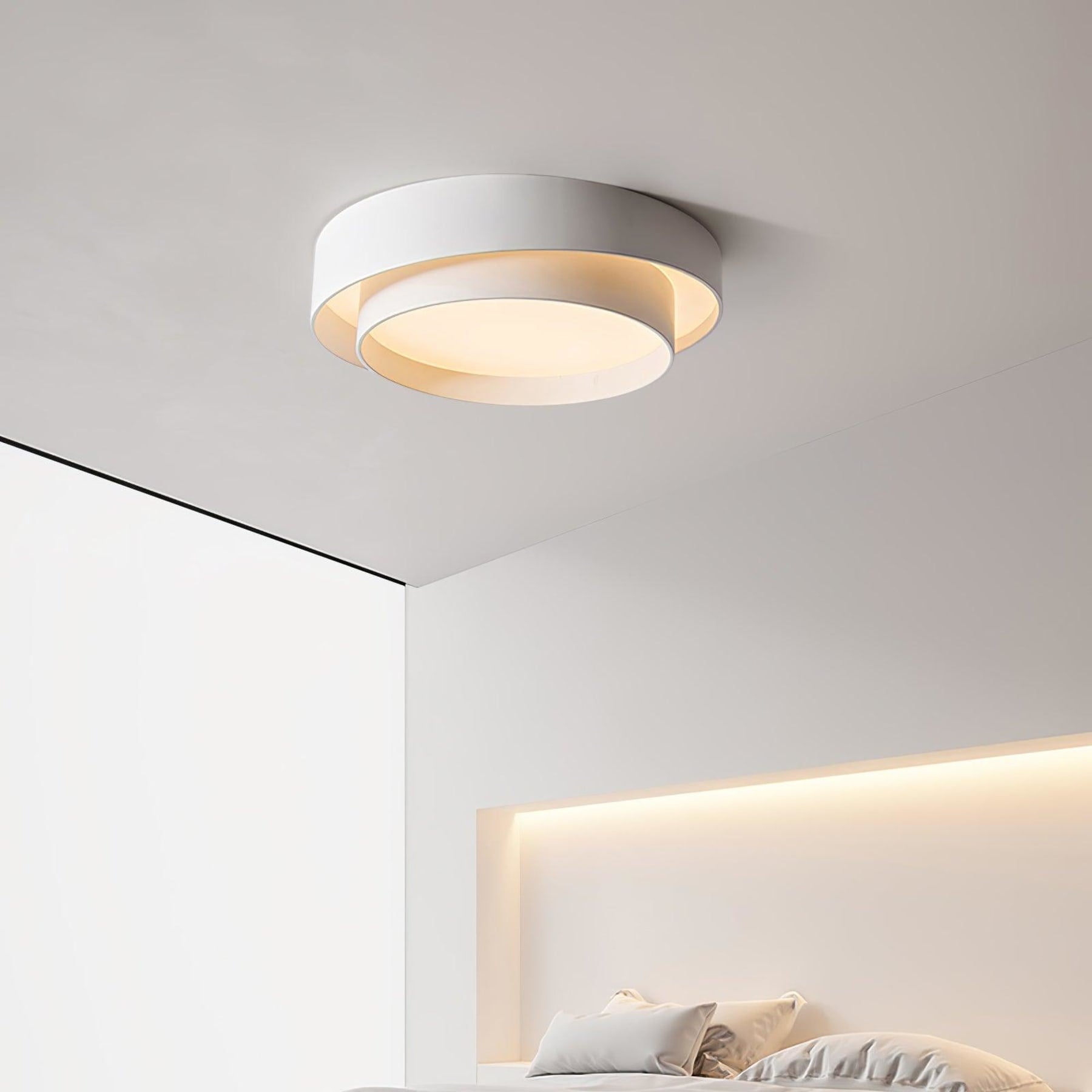 Modern Metal Flush Mount Ceiling Light With Cool Daylight Glow — Halden Lighting