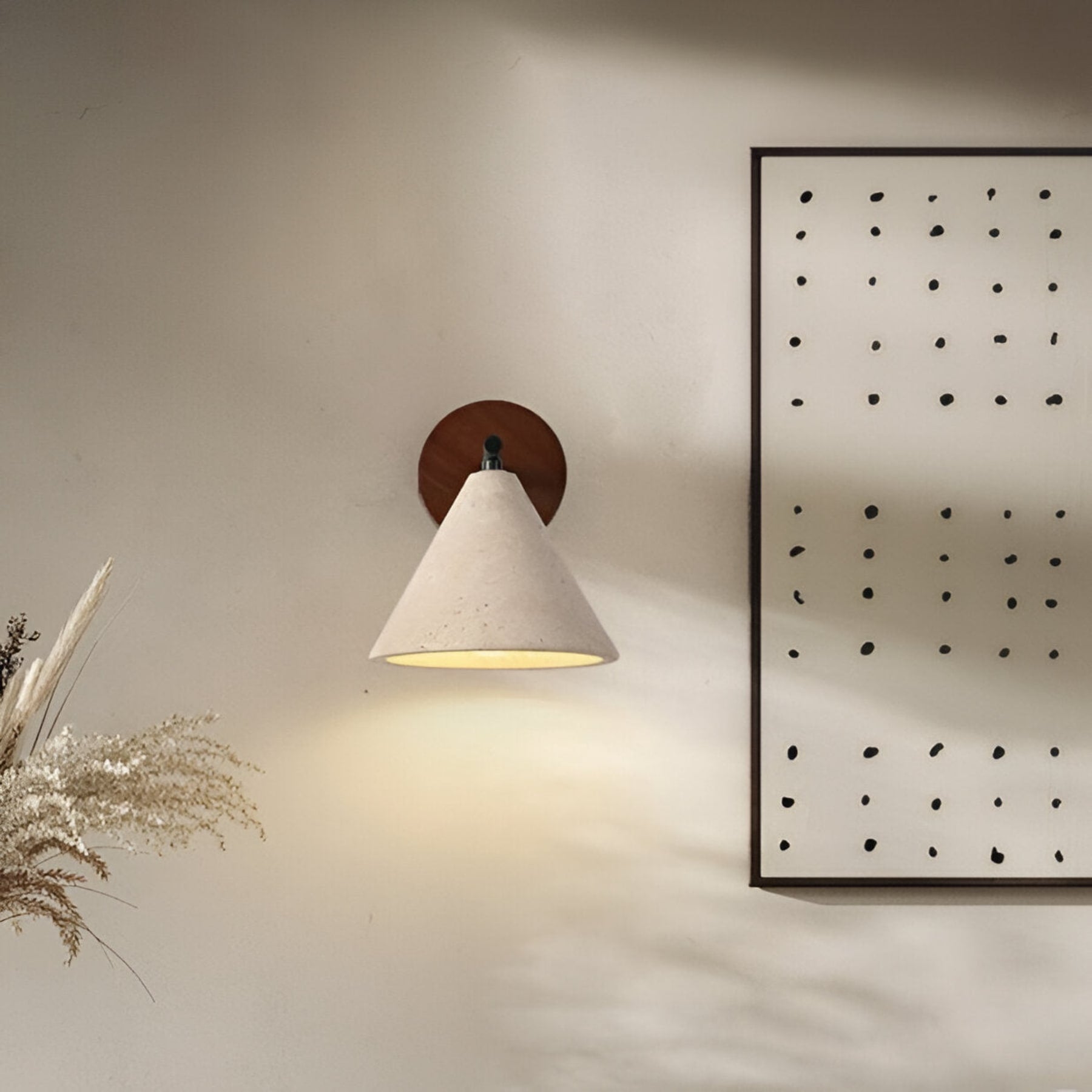 Travertine And Walnut Wall Light For Living Room — Halden Lighting