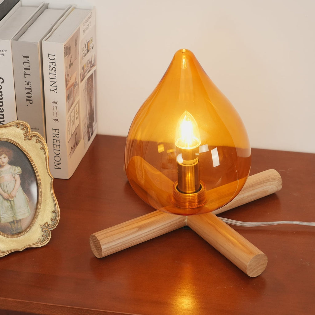 Modern Bamboo and Wood Table Lamp With Warm LED Glow — Halden Lighting