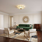 Traditional Brass Flush Mount Ceiling Light With Cool Daylight Glow — Halden Lighting