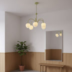 Retro Metal And Glass Chandelier With Included Bulbs For Living Room — Halden Lighting