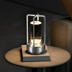 Modern Metal Rechargeable Table Lamp With Tri-Colour Dimming in Silver — Halden Lighting