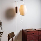 Retro Silk and Walnut Wall Light With Warm LED Glow — Halden Lighting