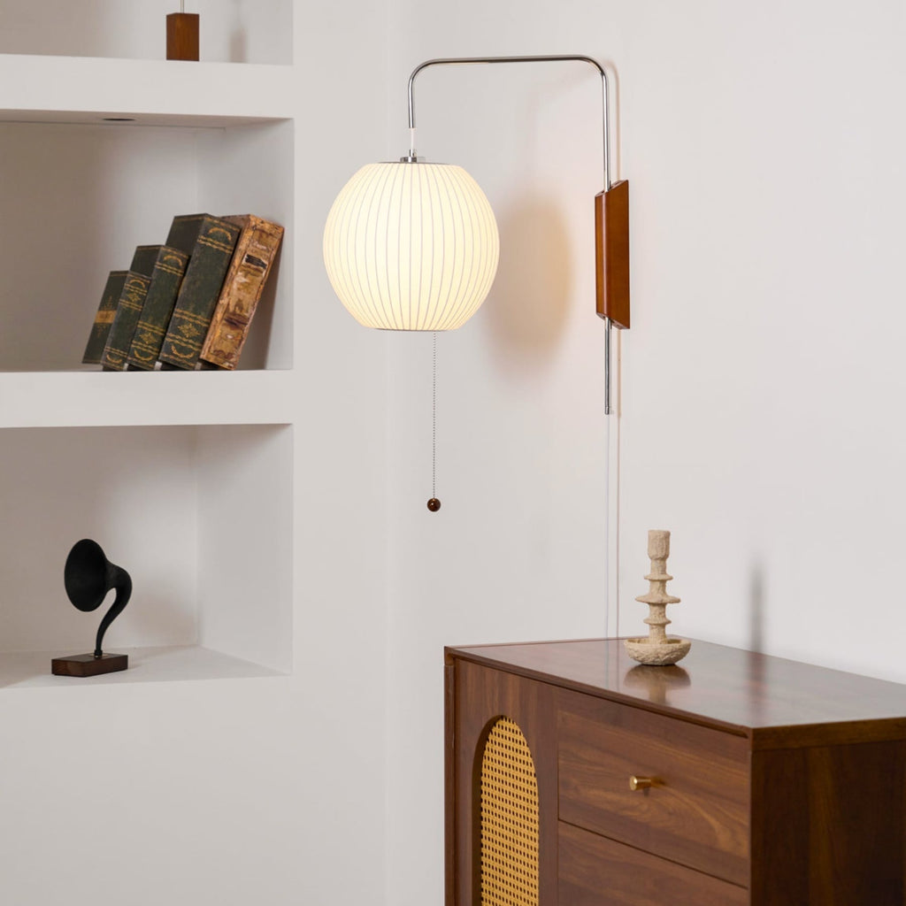 Retro Silk and Walnut Wall Light With Warm LED Glow — Halden Lighting