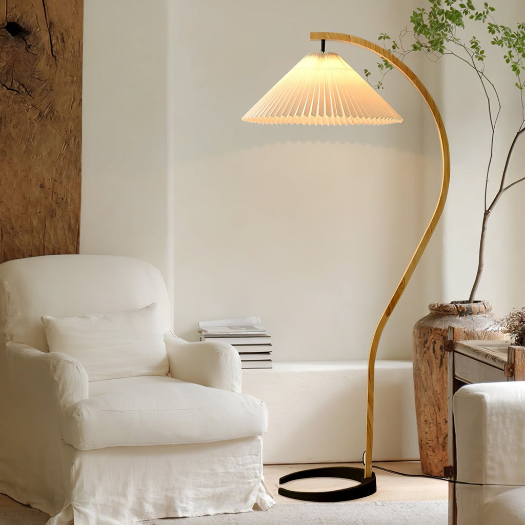 Scandinavian Wood Floor Lamp With Warm LED Glow for Living Room — Halden Lighting