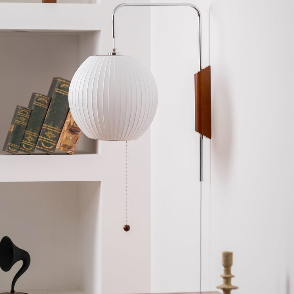 Retro Silk and Walnut Wall Light With Warm LED Glow — Halden Lighting