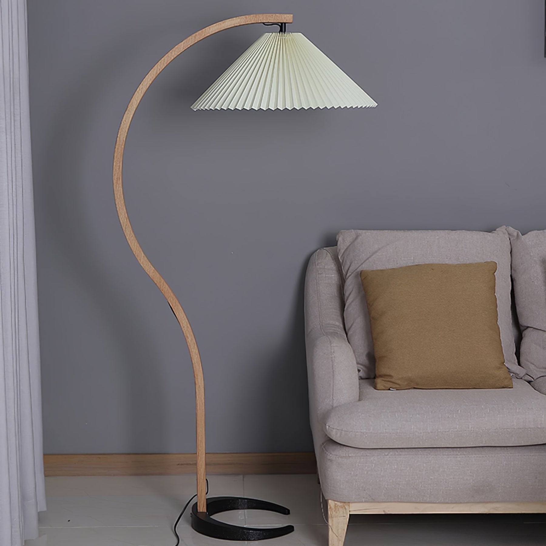 Scandinavian Wood Floor Lamp With Warm LED Glow for Living Room — Halden Lighting