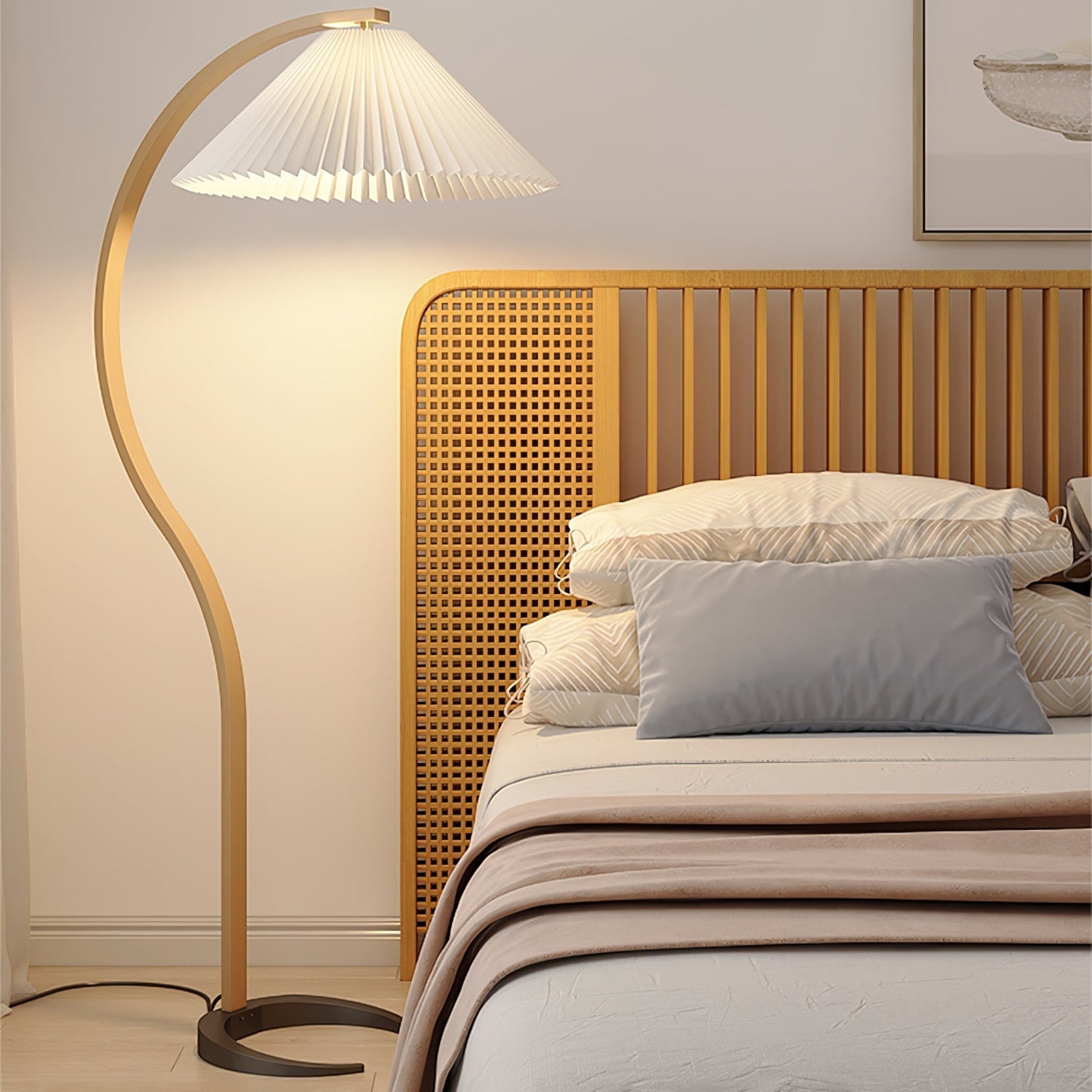 Scandinavian Wood Floor Lamp With Warm LED Glow for Living Room — Halden Lighting